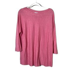 J.Jill Salmon Pink Linen Blend Knit Lightweight Sweater Size Large EUC